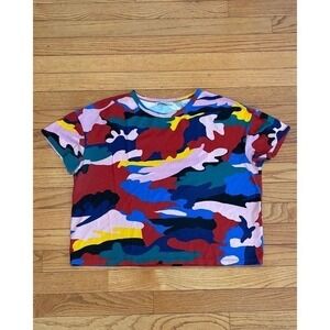 Zara Camo Crop Top Small‎ Y2K Colorful Camouflage Festival Punk S
